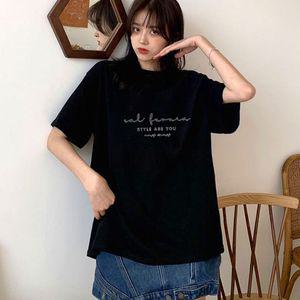 스타일아유 우유실크원단 캐릭터 프린팅 빅사이즈 여성용 반팔 티셔츠 TS3595