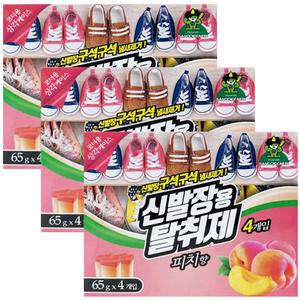 산도깨비 신발장용 탈취제 피치 4개입 x 3개 신발장 냄새 제거 방향 탈취