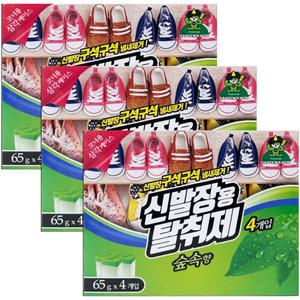 산도깨비 신발장용 탈취제 숲속 4개입 x 3개 신발장 냄새 제거 방향 탈취