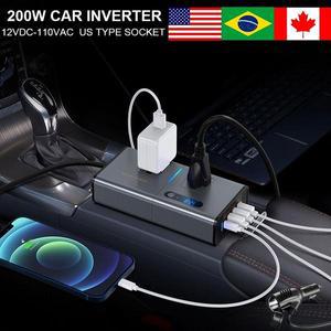 소켓 시거잭 용 인버터 플러그 디지털 전압 감지 차량 12v 110v AC 컨버터 USB QC PD 충전기 전원