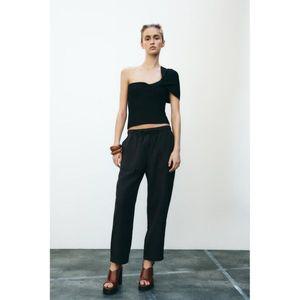매장정품 자라 ZARA 엘라스틱 웨이스트 팬츠 - 블랙 8372050800 1845715