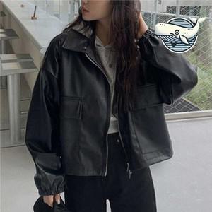 [라일리] Rly 트렌디 블랙 가죽자켓 봄가을 캐주얼 스타일  32088219)