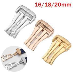 16 18mm 20mm 스테인레스 스틸 시계 버클 오메가 시계 밴드 걸쇠 가죽 금속 배포 버튼 접는 버클 액세서리