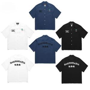 남자블랙셔츠 남자여름셔츠 남성 검은색 정장 남방 클래식 편지 로고 자수 Wacko Maria 셔츠 남성 캐주얼