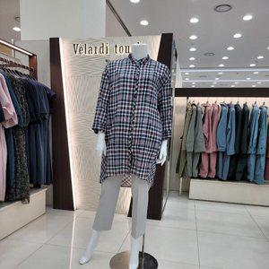 [벨라디터치]체크 롱 블라우스 (V1A2BL29)
