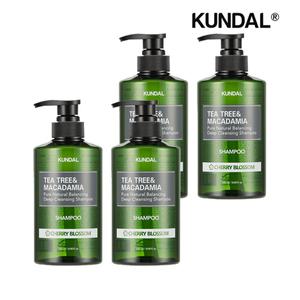 쿤달 티트리 앤 마카다미아 딥 클렌징 지성 샴푸 체리블라썸 500ml x4개