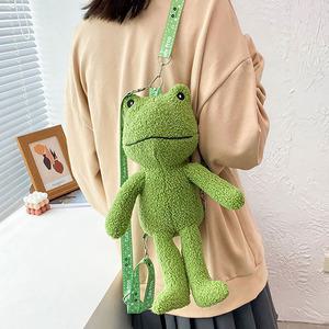뽀글이 개구리 가방 개구리 인형 가방 개구리 크로스백 백팩 애착인형 가방 초4여아선물