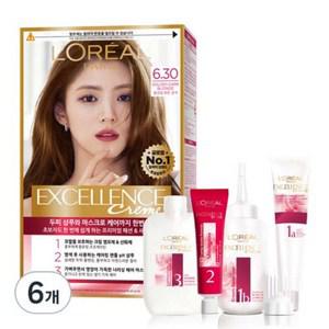 로레알파리 엑셀랑스 Hair Color 크림 염색제 6.30호 황금빛 밝은 갈색 6개