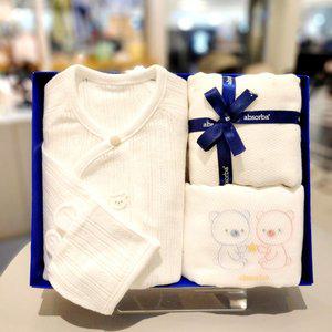 [압소바](강남점)(25년 S/S 출산선물) 쿤쿤 모달 배냇저고리+아드손수건세트(10장)