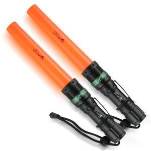 UltraFire 2개 UF-303 11인치 신호봉 3개 점멸 모드 18650/3 AAA 교통 제어 안전봉 자동차 주차 지시용
