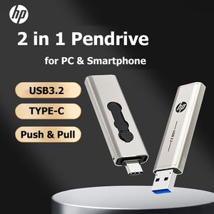 100% HP OTG Type C USB3.2 USB 플래시 드라이브 Pendrive 256GB 128GB 64GB 2 in 1 U 디스크 노트북 PC 미