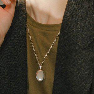 [레트로핑거]타원 메모리 각인목걸이 사진넣는 로켓 은목걸이