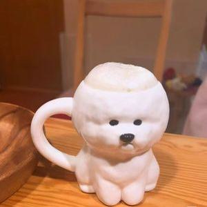 비숑 머그컵 맥주 컵 머그잔 스푼 거품 다이어트