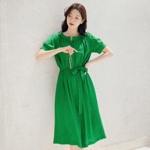 [시크라인] (~XXL까지) 티엘라 핀턱 셔링 플레어 벨트 원피스 여름 링클지 휴양지 모임룩 피크닉 리조트 휴가 빅사이즈