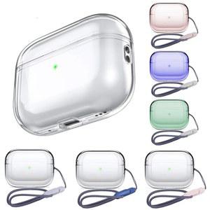 Apple AirPods Pro 2 세대 무선 블루투스 이어폰 보호 커버 용 끈이있는 패션 멀티 컬러 소프트 TPU 케이스