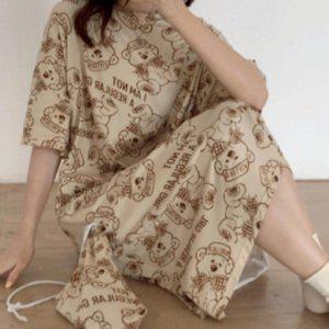 잠옷 원피스 언더웨어 데일리 여름 반팔 쿨링 빅사이즈 여성 파자마