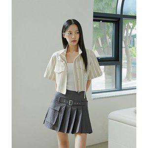 [에고이스트](강남점)[CAPSULE LINE] 스트라이프 레이스업 아웃포켓 크롭 자켓 (ER2WJ661)