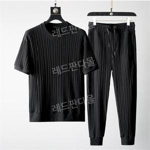 남자 플리츠 셋업 냉장고 트레이닝 세트 반팔 휴양지 밴딩 캠핑복장 여름 운동 헬스복 체육복