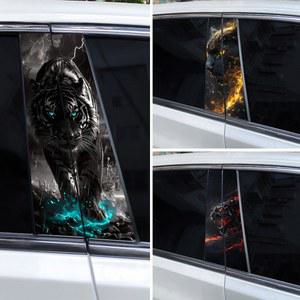 2pcs 동물 호랑이 자동차 데칼 자동차 B 기둥 스티커 DIY 동물 스타일 자동차 도어 기둥 데칼 스크래치 방지 자동차 데칼