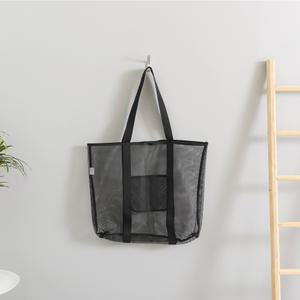 비치백 블랙-XL/수영 목욕 바캉스 메쉬 에코백 그물 빅 대형 쇼핑 장보기