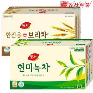 [동서식품]동서 차 2종 세트 현미녹차 100T + 한잔용 보리차 100T /볶은보리100%국내산