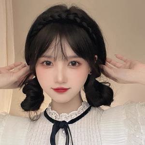 자연스러운 기본 땋은머리 가발 머리띠 벼머리 헤어밴드