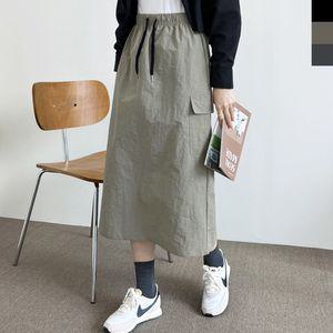 뽀얌 여자 밴딩 데일리 카고 롱스커트 플 여성 자켓 가방 치마 티셔츠 가죽