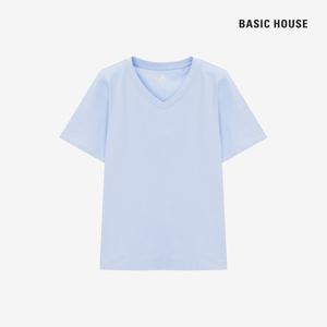베이직하우스 여성 브이넥 스판 슬림핏 반팔티셔츠 LATS0204