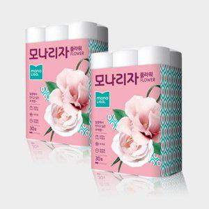 [모나리자] 플라워 2겹 40m 30롤 X 2팩 화장지 휴지 두루마리_JS