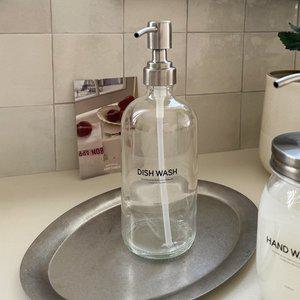 [기타]원형 욕실 유리 디스펜서 / 주방세제통 유리병 500ml