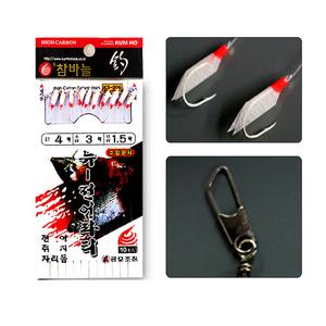 전어 채비 10본 간편 어피 묶음 낚시 바늘 카드 선상 바다 원투 낚시 숭어 고등어 전갱이 메가리