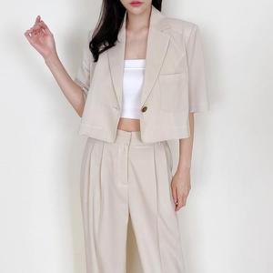 여자 반팔 크롭 블레이저 자켓