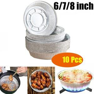 알루미늄 호일 트레이 원형 용기, 일회용 스팀 바구니, 주방 베이킹 도구, 바베큐 드립 팬 트레이, 10 개 에어 프라이어