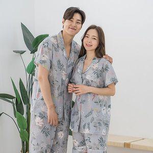 [바풀]CA3S226 15 커플잠옷 부드럽고 얇은 파자마 반팔 카라넥 잠옷 세트_P336064452
