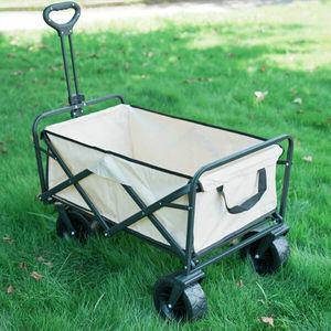 캠핑 폴딩 카트 웨건 다용도 아웃도어 70x45x39cm 5인치 바퀴 베이지 E127