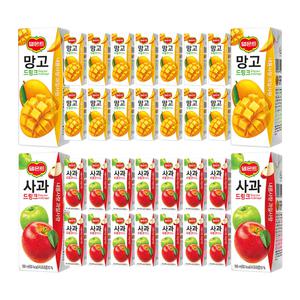 (빠르미쇼핑) 델몬트 망고 사과 190ml 32개 드링크팩 종이팩음료수 팩음료 팩주스 2종