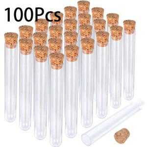 코르크 마개가 있는 실험실 투명 플라스틱 시험관 결혼식 학교 사용 10ml 15x100mm