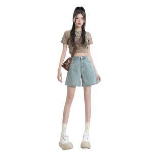 여자청반바지 청반바지 빈티지 하이웨스트 청 여름 일자 와이드 슬림핏 A라인 핫팬츠 원템2