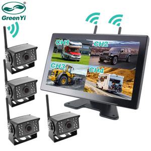 화물차 블랙 박스 GreenYi 10 인치 AHD 디지털 무선 터치 스크린 DVR 기록 백업 IR 카메라 WiFi 4CH 자동차 모니터 트럭 트레일러 버스 RV SUV