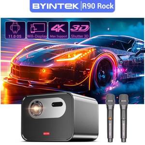 미니 빔프로젝터 BYINTEK R90 락 풀 HD 1080P DLP 프로젝터 2200 ANSI 루멘 안드로이드 TV 110 3D 4K 지원