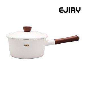 [에지리] 컬러콜렉션 법랑 편수냄비 16cm 화이트 인덕션