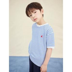 [BEANPOLE KIDS] 와플 스트라이프 반팔 티셔츠  블루 (BI5542U90P)
