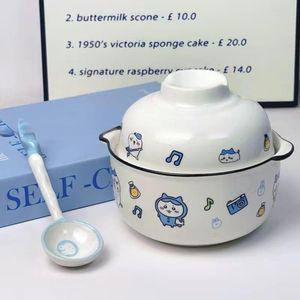 치이카와 선물 세라믹 쌀 보울 자취 뚜껑포함 그릇세트 라면용기 가정용 하치와레 그릇
