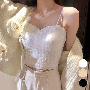 여름나 레이스 브라탑 티셔츠 캡내장나 여자 헴라인 언더웨어 나시티 데일리 민소매 프렌치