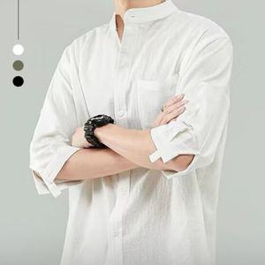 남자 린넨 헨리넥 셔츠 7부 반팔 여름 차이나카라 루즈핏 시원한 남방