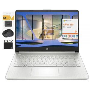 HP 14인치 HD 초경량 얇은 노트북 쿼드 코어 인텔 셀러론 프로세서 4GB RAM 192GB (128GB eMMC+ 64GB 카드)