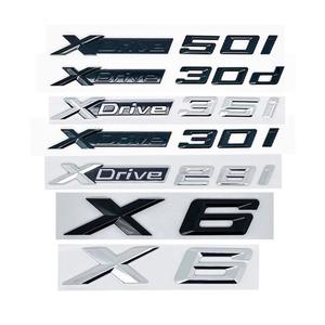 BMW 호환 X6 E71F16E72G06용 실버 레터링이 포함된 새 광택 블랙 트렁크 엠블럼 배지 - XDrive28i30i35i40i