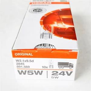Osram 원래 T10 2845 24V W5W W2.1x9.5d 트럭 표준 방향 지시등 노란색 자동차 할로겐 전구 용 실내 조명