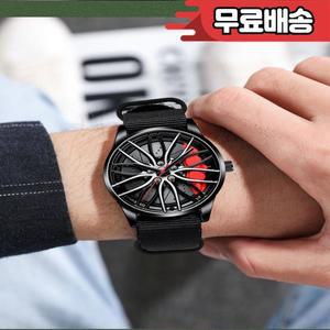 스포츠 남성 속이 빈 디자인 시계 BMW 휠 캘리퍼스 대한 나일론 군사 아날로그 쿼츠