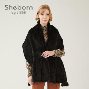 [진도 Sheborn] 블랙 밍크 니팅 프릴 숄(K5W1AW70)